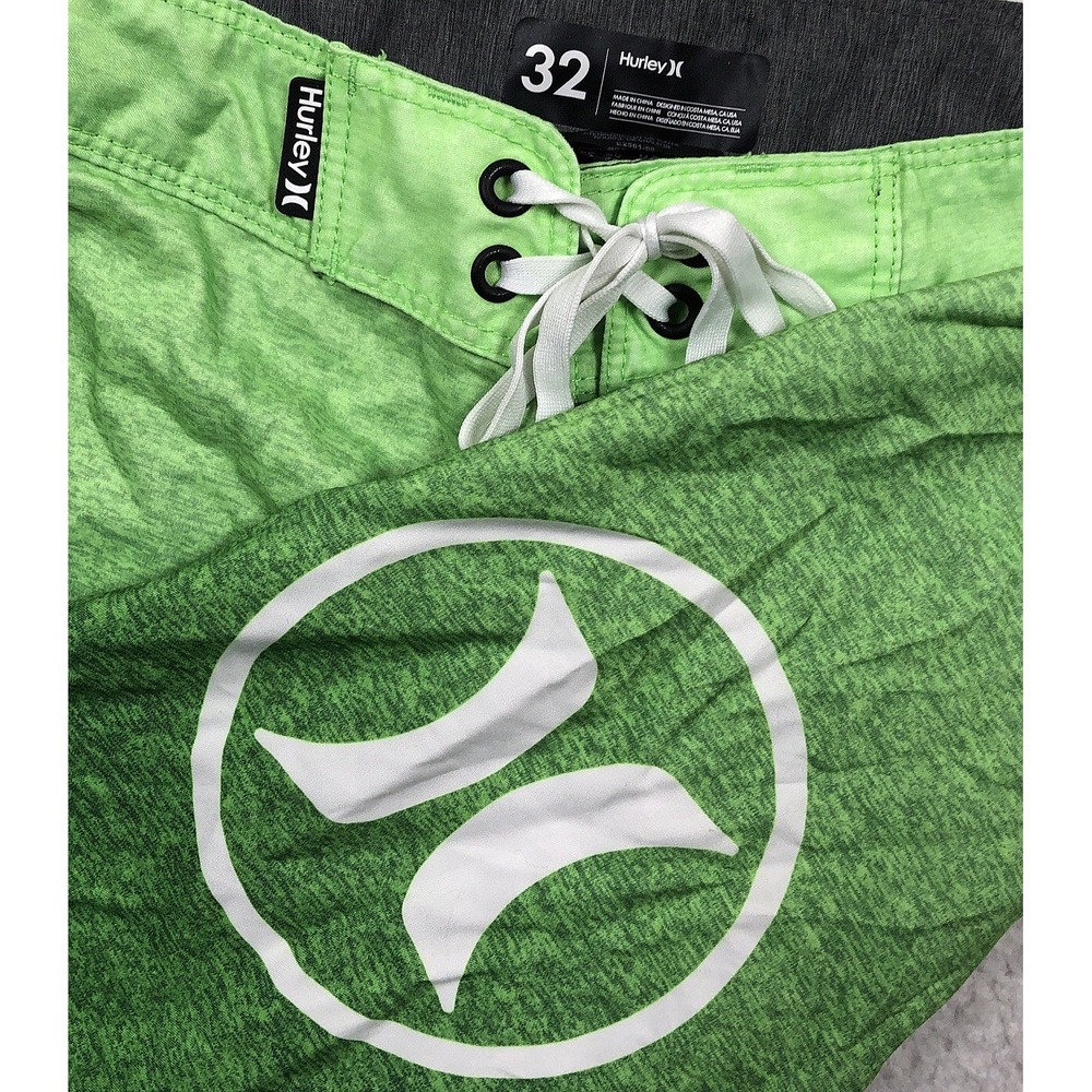 Hurley Axis 3.0 Boardshorts Mens 32 Green Ombre Swim Trunks Surf Logo Drawstring